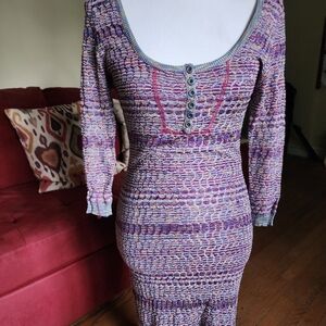 Free People Ribbed Bodycon Dress in Pink and Purple